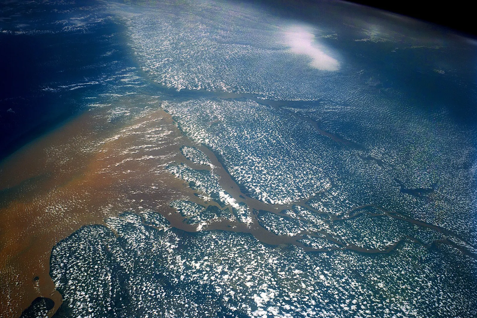 The mouths of the Amazon River, Brazil, seen from orbit
