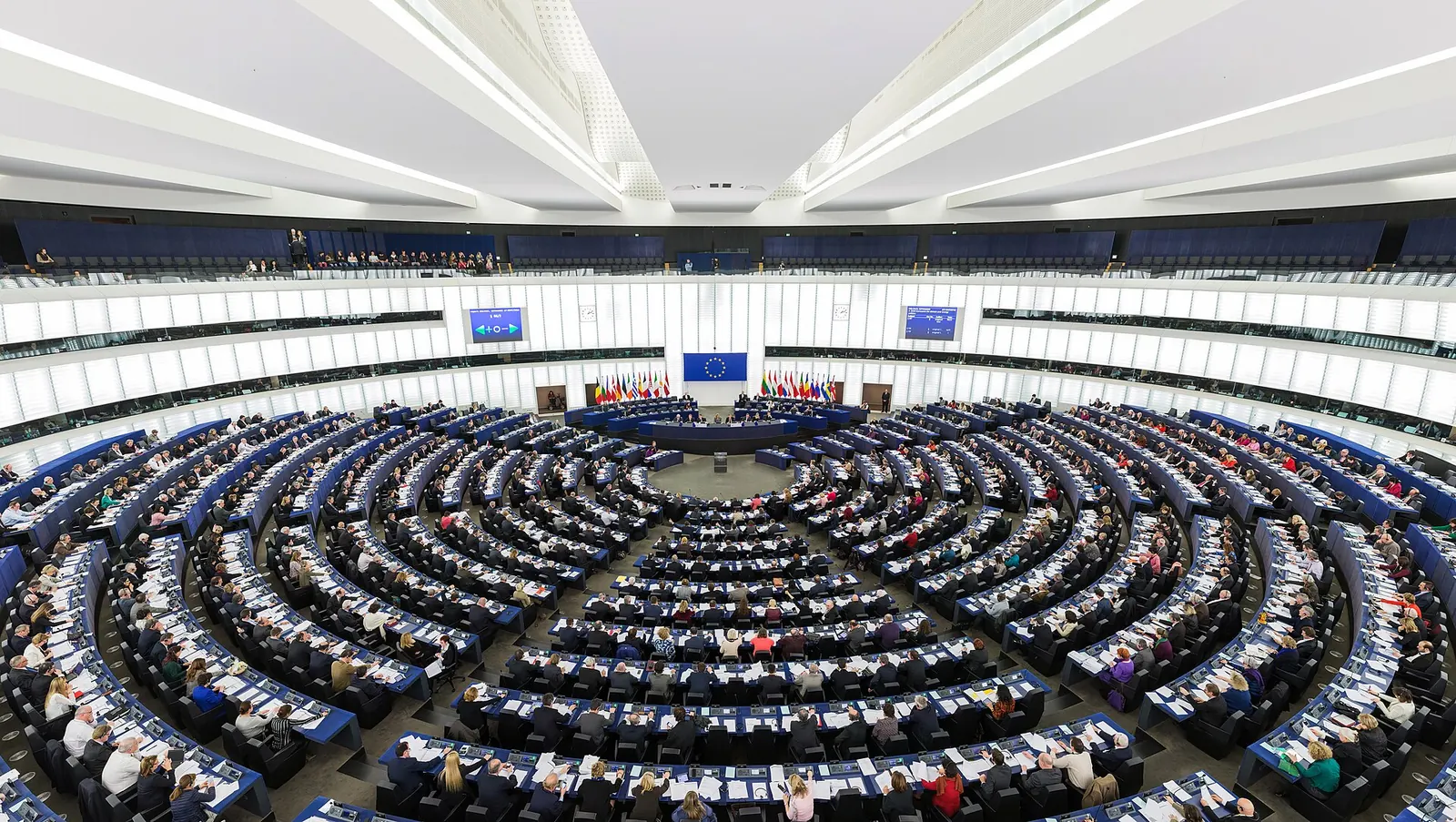 The European Parliament hemicycle in Strasbourg during a plenary session