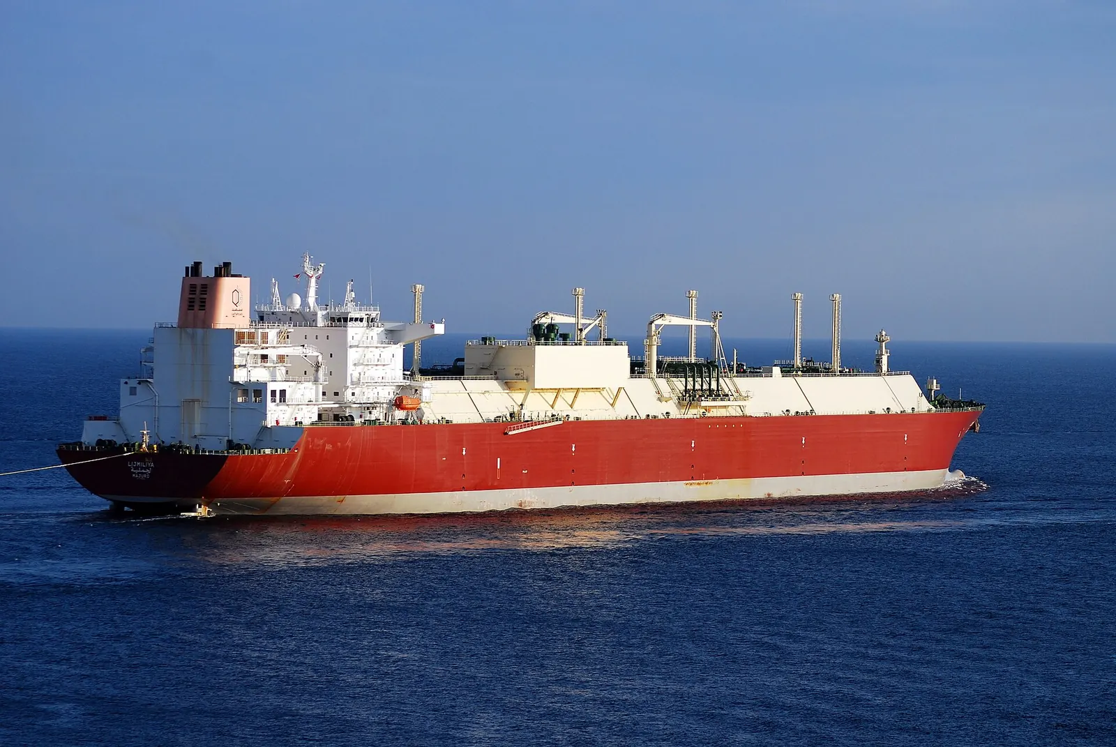The Qatargas LNG carrier Lijmiliya under way