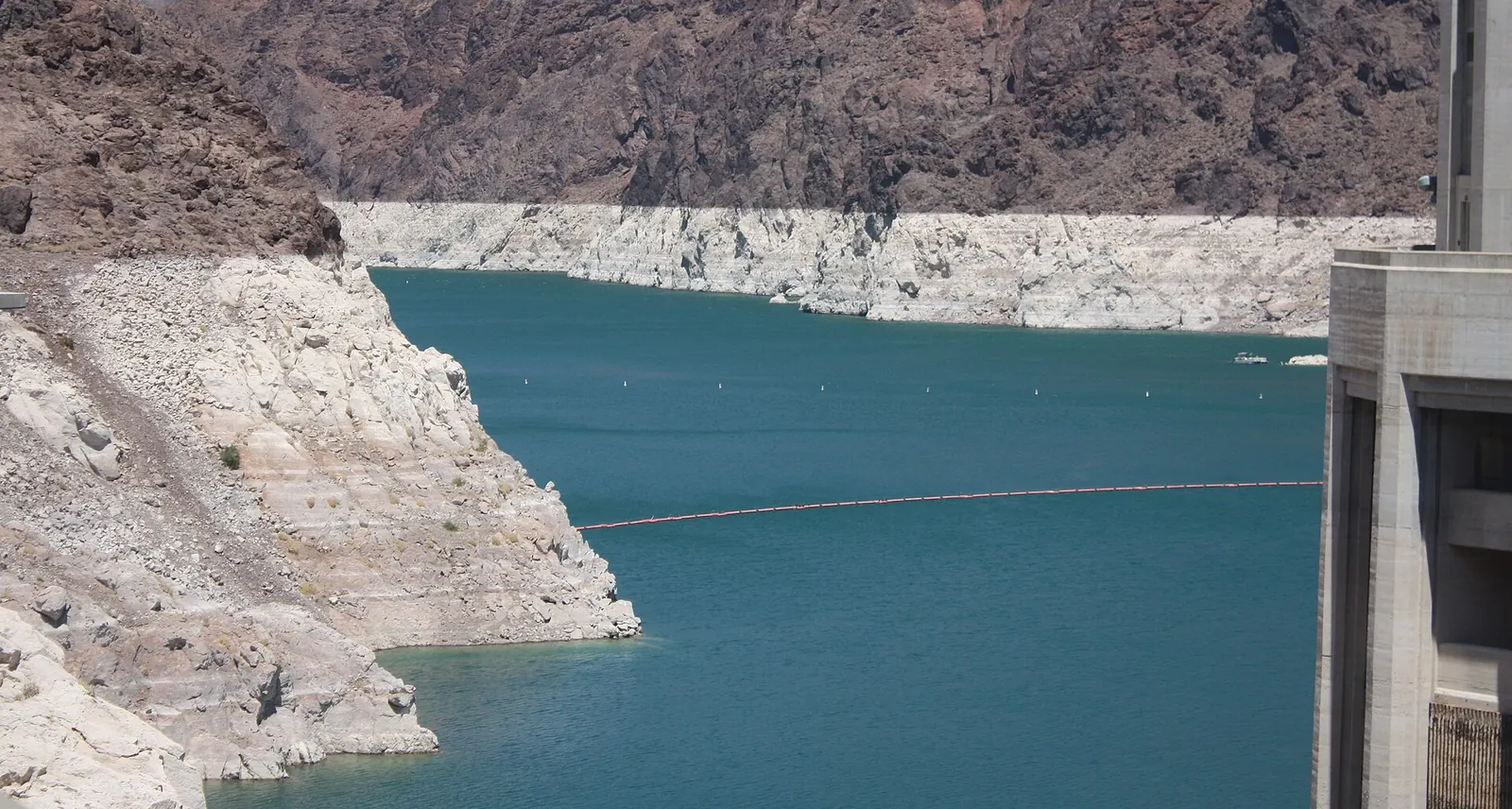 Low water at Lake Mead behind Hoover Dam
