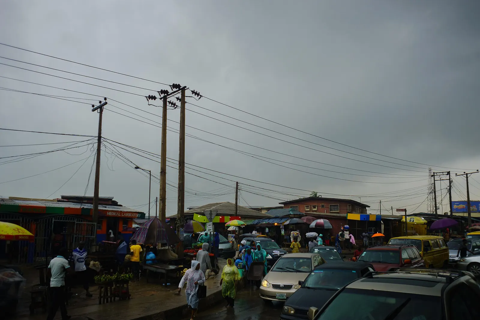 Power lines over Mile 12 in Lagos, Nigeria