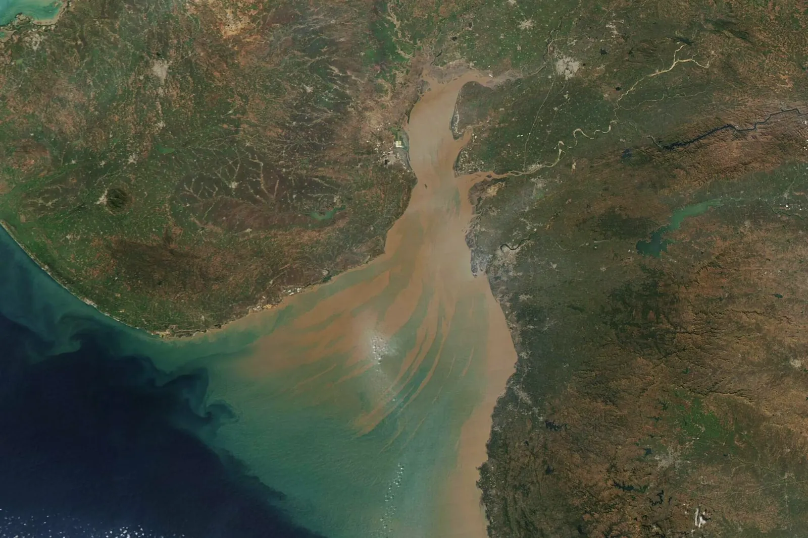 The Gulf of Khambhat off Gujarat, India, seen by the MODIS instrument