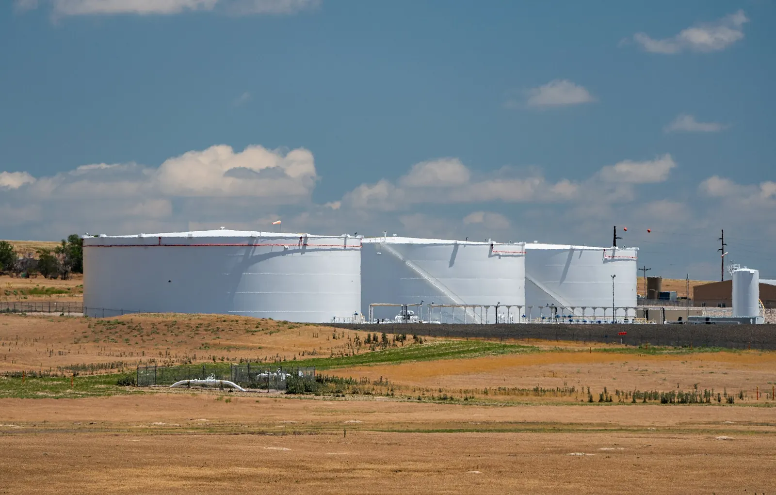 A crude oil storage tank farm near Guernsey, Wyoming